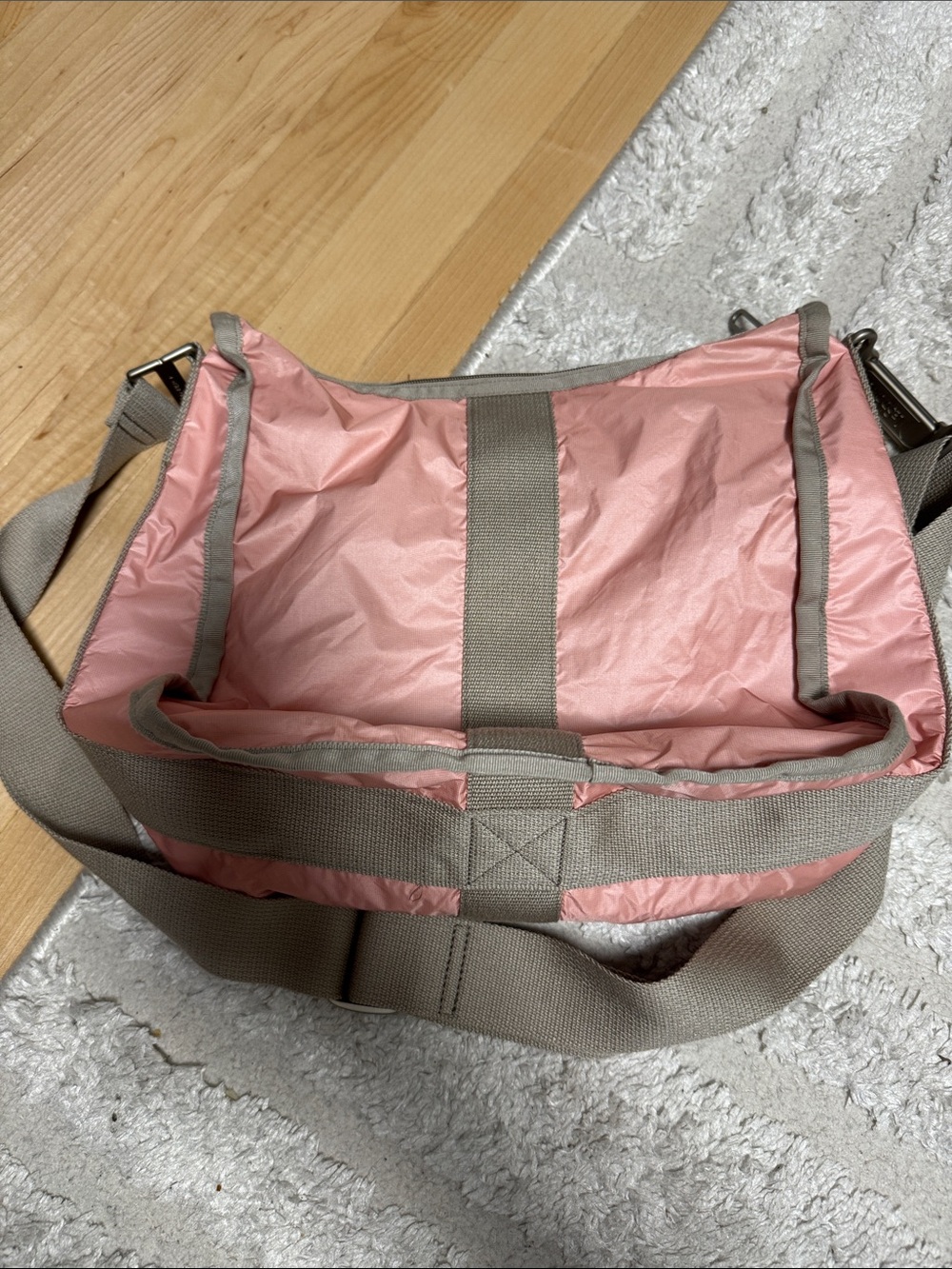 Lesportsac Pink Nylon Crossbody with Taupe Trim